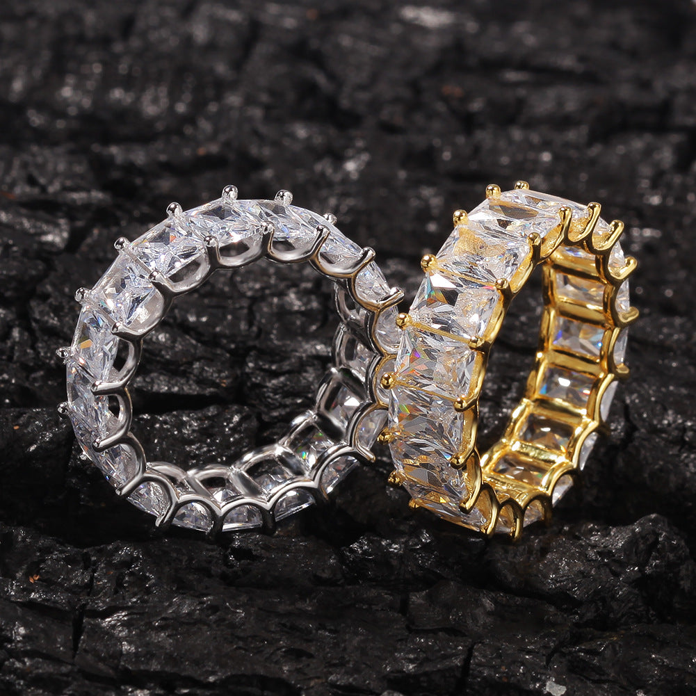 18k Gold Plated Bling Hip Hop Cubic Zirconia Jewelry - Created Diamond Signet for Women Gifts