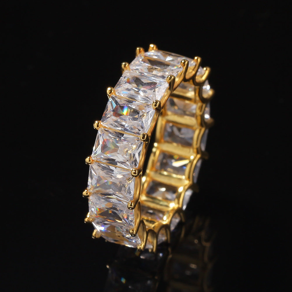 18k Gold Plated Bling Hip Hop Cubic Zirconia Jewelry - Created Diamond Signet for Women Gifts