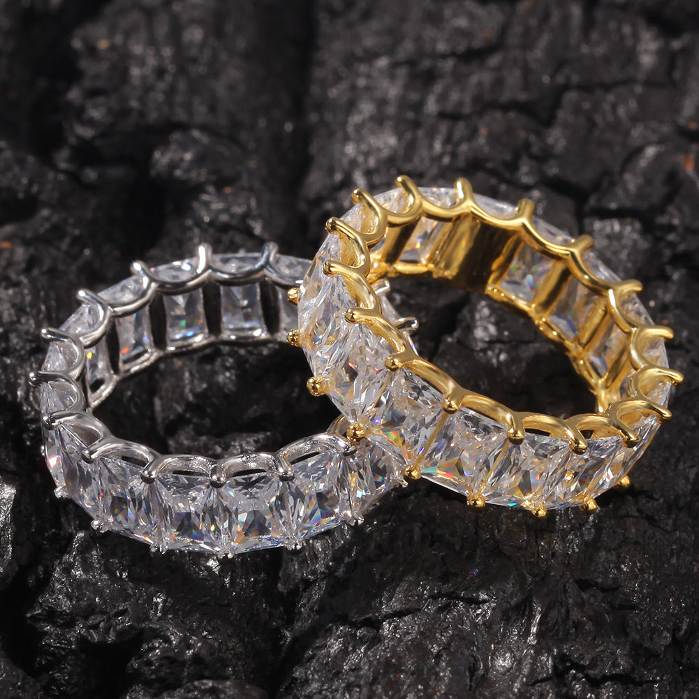 18k Gold Plated Bling Hip Hop Cubic Zirconia Jewelry - Created Diamond Signet for Women Gifts