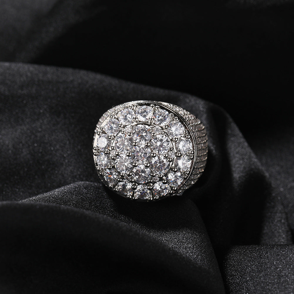 Iced Out Mens Pinky Ring - 18k Gold Plated Bling Hip Hop Cubic Zirconia Jewelry - Created Diamond Signet for Women Gifts